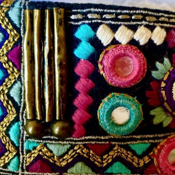 Nanette Lepore Belt Black Leather Wide Corset Embroidered Double Buckle nwot S/X main image 4